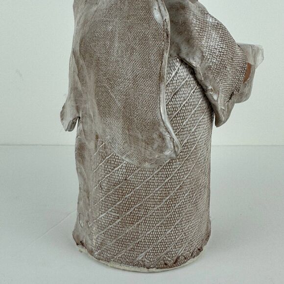 vintage clay pottery candle tealight holder angel choir folkart sculpture figure - Picture 6 of 15